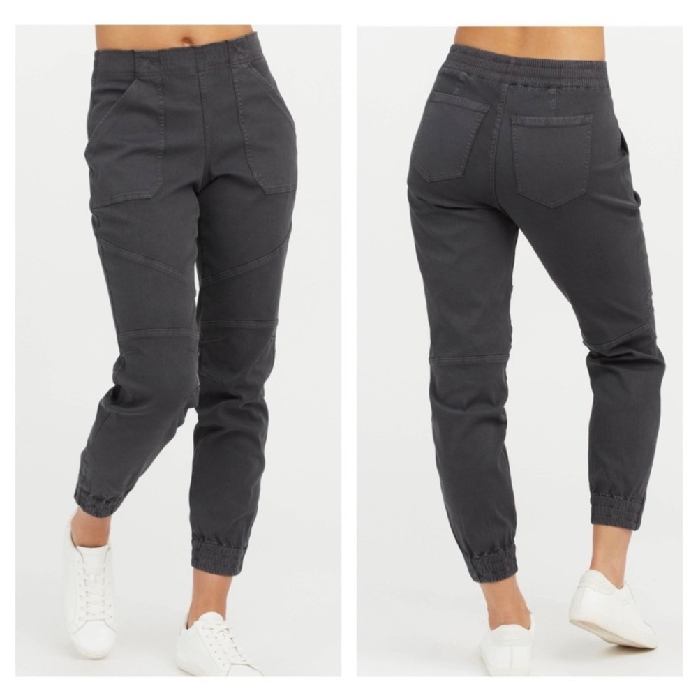 Spanx 20319R Washed Black Stretch‎ Twill Cargo Jogger Womens Large NWT